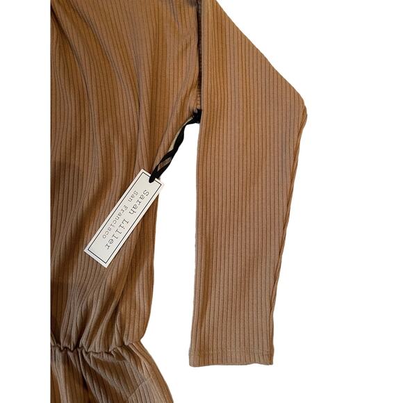 NWT Sarah Liller San Francisco Tan / Brown Ribbed Long Sleeve Dress $219 MSRP - Picture 5 of 8